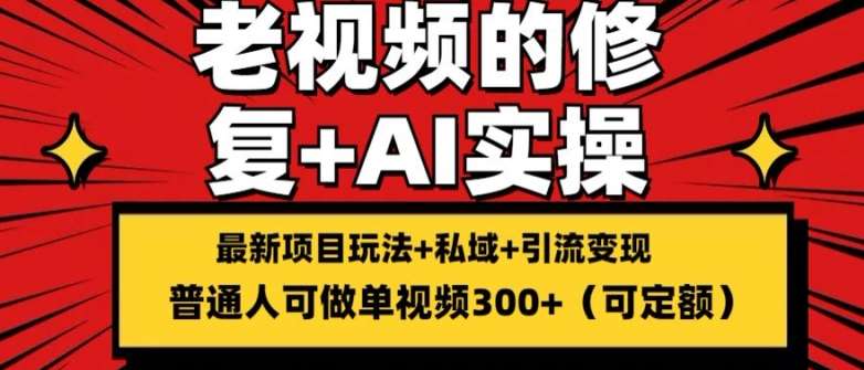 修复老视频的玩法,搬砖+引流的变现(可持久),单条收益300+【揭秘】网创吧-网创项目资源站-副业项目-创业项目-搞钱项目网创吧