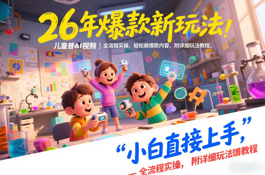 26年爆款新玩法，儿童科普AI视频，全流程实操，轻松做爆款内容，小白直接上手，附详细玩法教程网创吧-网创项目资源站-副业项目-创业项目-搞钱项目网创吧