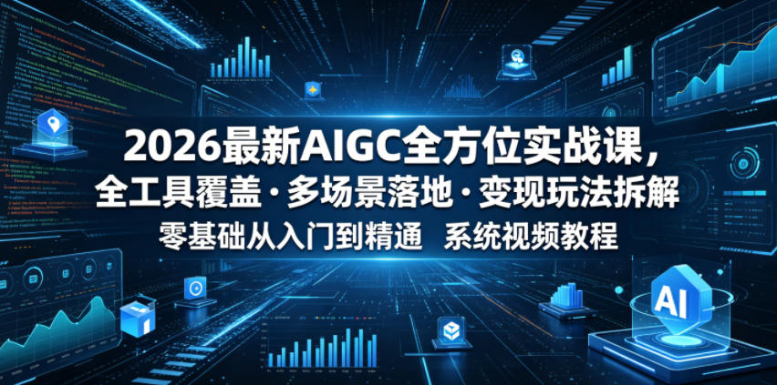 2026最新AIGC全方位实战课，全工具覆盖・多场景落地・变现玩法拆解，零基础从入门到精通系统视频教程网创吧-网创项目资源站-副业项目-创业项目-搞钱项目网创吧