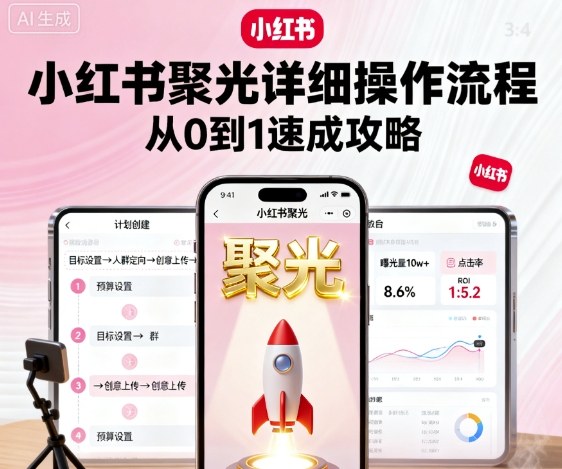 小红书聚光详细操作流程,小红书聚光从0到1速成攻略网创吧-网创项目资源站-副业项目-创业项目-搞钱项目网创吧