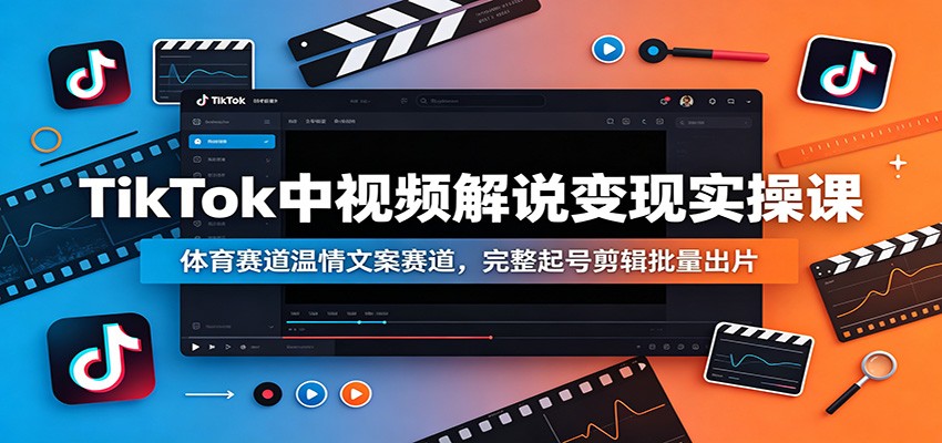 TikTok中视频解说变现实操课：体育赛道温情文案赛道，完整起号剪辑批量出片网创吧-网创项目资源站-副业项目-创业项目-搞钱项目网创吧