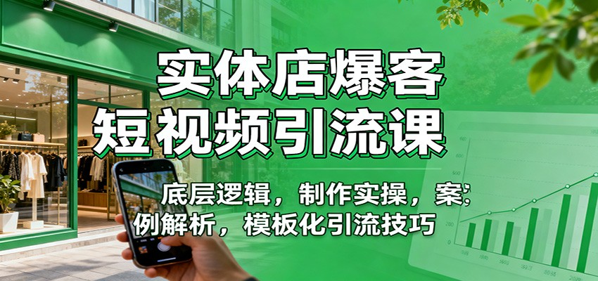 实体店爆客短视频引流课：底层逻辑，制作实操，案例解析，模板化引流技巧网创吧-网创项目资源站-副业项目-创业项目-搞钱项目网创吧
