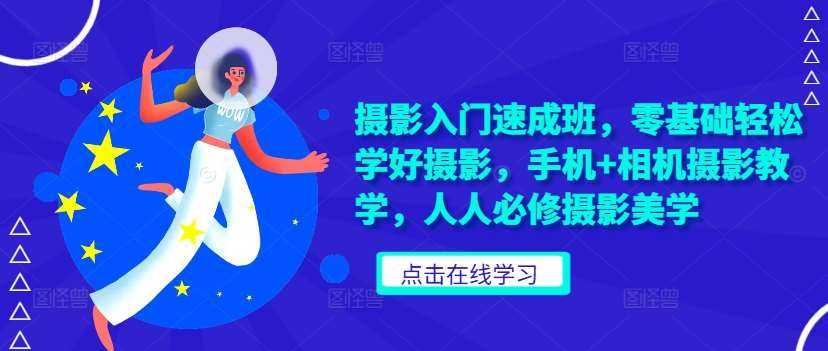 摄影入门速成班,零基础轻松学好摄影,手机+相机摄影教学,人人必修摄影美学网创吧-网创项目资源站-副业项目-创业项目-搞钱项目网创吧