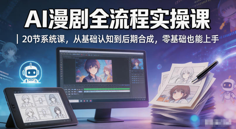 AI漫剧全流程实操课|20节系统课,从基础认知到后期合成,零基础也能上手网创吧-网创项目资源站-副业项目-创业项目-搞钱项目网创吧