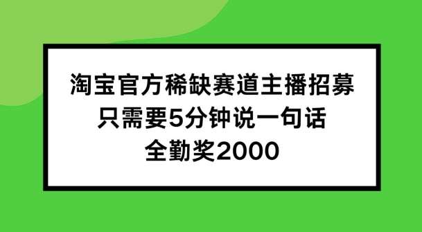 淘宝官方稀缺赛道主播招募 ,只需要5分钟说一句话, 全勤奖2000【揭秘】网创吧-网创项目资源站-副业项目-创业项目-搞钱项目网创吧