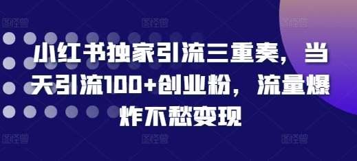 小红书独家引流三重奏,当天引流100+创业粉,流量爆炸不愁变现【揭秘】网创吧-网创项目资源站-副业项目-创业项目-搞钱项目网创吧