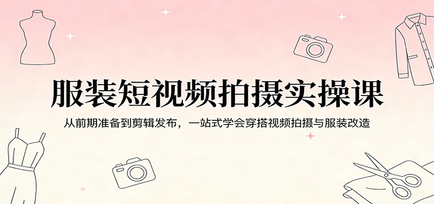 服装短视频拍摄实操课：从前期准备到剪辑发布，一站式学会穿搭视频拍摄与服装改造网创吧-网创项目资源站-副业项目-创业项目-搞钱项目网创吧