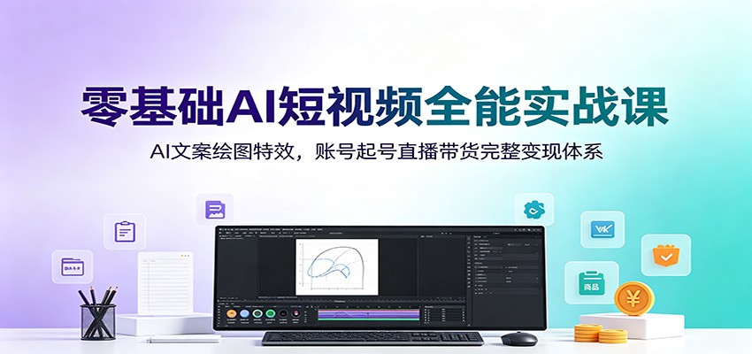 零基础AI短视频全能实战课：AI文案绘图特效，账号起号直播带货完整变现体系网创吧-网创项目资源站-副业项目-创业项目-搞钱项目网创吧