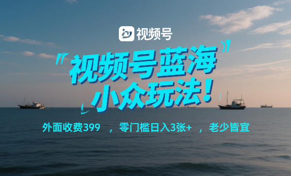 视频号蓝海小众玩法!外面收费399,零门槛日入3张+,老少皆宜网创吧-网创项目资源站-副业项目-创业项目-搞钱项目网创吧