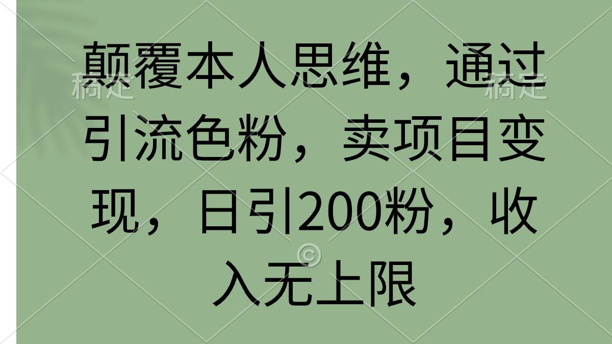 (9523期)颠覆本人思维,通过引流色粉,卖项目变现,日引200粉,收入无上限网创吧-网创项目资源站-副业项目-创业项目-搞钱项目网创吧