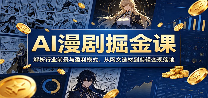 AI漫剧掘金课：解析行业前景与盈利模式，从网文选材到剪辑变现落地网创吧-网创项目资源站-副业项目-创业项目-搞钱项目网创吧