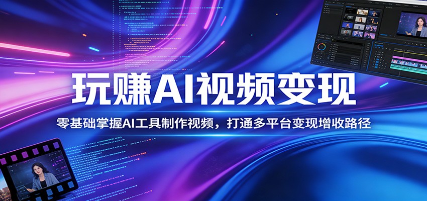玩赚AI视频变现，零基础掌握AI具制作视频，打通多平台变现增收路径网创吧-网创项目资源站-副业项目-创业项目-搞钱项目网创吧