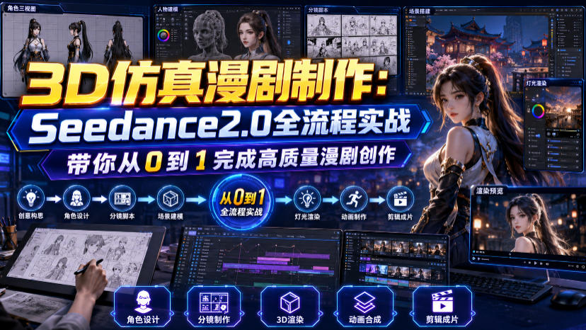 3D仿真漫剧制作:Seedance2.0全流程实战,带你从0到1完成高质量漫剧创作网创吧-网创项目资源站-副业项目-创业项目-搞钱项目网创吧