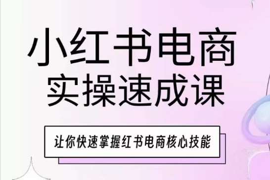 小红书电商实操速成课,让你快速掌握红书电商核心技能网创吧-网创项目资源站-副业项目-创业项目-搞钱项目网创吧