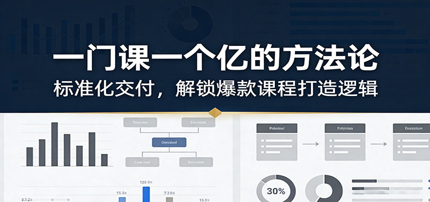 一门课一个亿的方法论：标准化交付，解锁爆款课程打造逻辑网创吧-网创项目资源站-副业项目-创业项目-搞钱项目网创吧