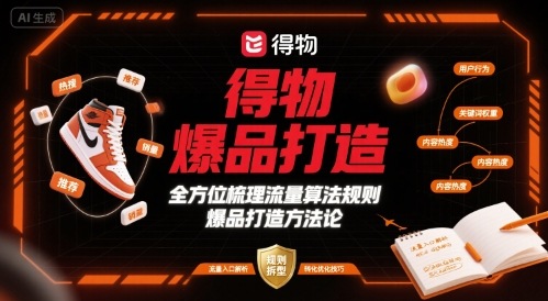 得物爆品打造，全方位梳理得物流量算法规则爆品打造规则网创吧-网创项目资源站-副业项目-创业项目-搞钱项目网创吧