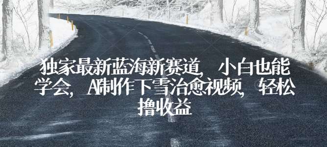 独家最新蓝海新赛道,小白也能学会,AI制作下雪治愈视频,轻松撸收益【揭秘】网创吧-网创项目资源站-副业项目-创业项目-搞钱项目网创吧