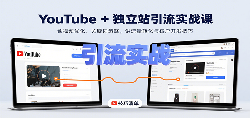 YouTube+独立站引流实战课：含视频优化、关键词策略，讲流量转化与客户开发技巧网创吧-网创项目资源站-副业项目-创业项目-搞钱项目网创吧