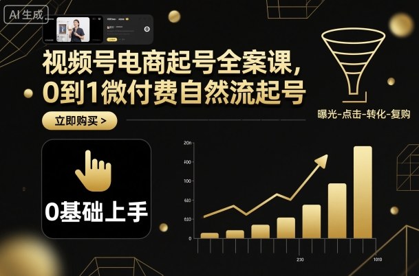 视频号电商起号全案课,0到1微付费自然流起号网创吧-网创项目资源站-副业项目-创业项目-搞钱项目网创吧