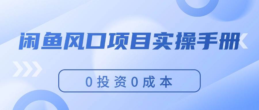 （11923期）闲鱼风口项目实操手册，0投资0成本，让你做到，月入过万，新手可做网创吧-网创项目资源站-副业项目-创业项目-搞钱项目网创吧