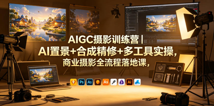 AIGC摄影训练营|AI置景+合成精修+多工具实操,商业摄影全流程落地课网创吧-网创项目资源站-副业项目-创业项目-搞钱项目网创吧