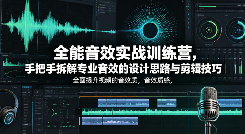 全能音效实战训练营,手把手拆解专业音效的设计思路与剪辑技巧,全面提升视频的音效质感网创吧-网创项目资源站-副业项目-创业项目-搞钱项目网创吧