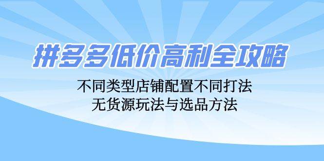 (12897期)拼多多低价高利全攻略:不同类型店铺配置不同打法,无货源玩法与选品方法网创吧-网创项目资源站-副业项目-创业项目-搞钱项目网创吧