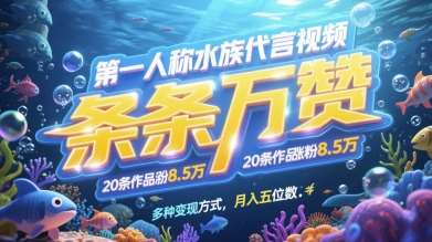 第一人称水族代言视频,条条万赞,20条作品涨粉7.8W,多种变现方式月入五位数网创吧-网创项目资源站-副业项目-创业项目-搞钱项目网创吧