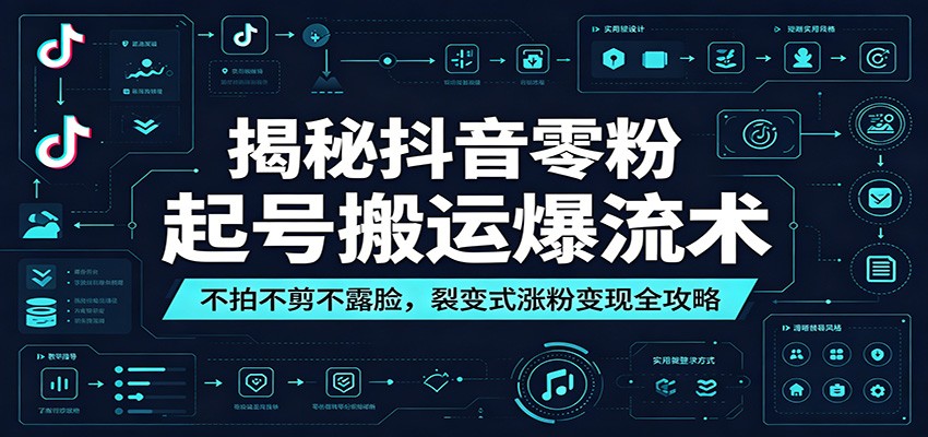 揭秘抖音零粉起号搬运爆流术：不拍不剪不露脸，裂变式涨粉变现全攻略网创吧-网创项目资源站-副业项目-创业项目-搞钱项目网创吧