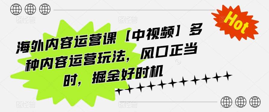海外内容运营课【中视频】多种内容运营玩法,风口正当时,掘金好时机网创吧-网创项目资源站-副业项目-创业项目-搞钱项目网创吧