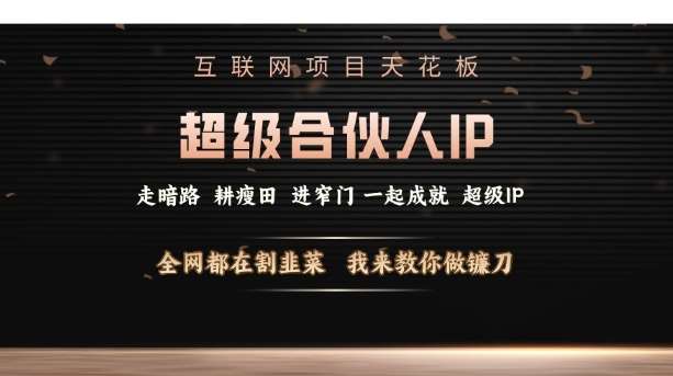 互联网项目天花板,超级合伙人IP,全网都在割韭菜,我来教你做镰刀【仅揭秘】网创吧-网创项目资源站-副业项目-创业项目-搞钱项目网创吧