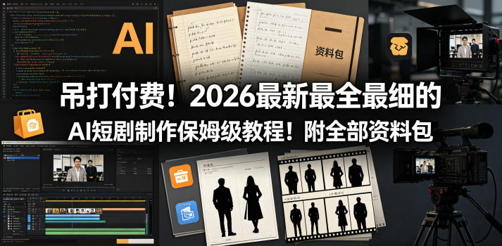 吊打付费!2026最新最全最细的AI短剧制作保姆级教程!附全部资料包网创吧-网创项目资源站-副业项目-创业项目-搞钱项目网创吧