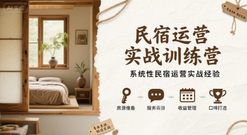 民宿运营实战训练营,系统性民宿运营实战经验网创吧-网创项目资源站-副业项目-创业项目-搞钱项目网创吧
