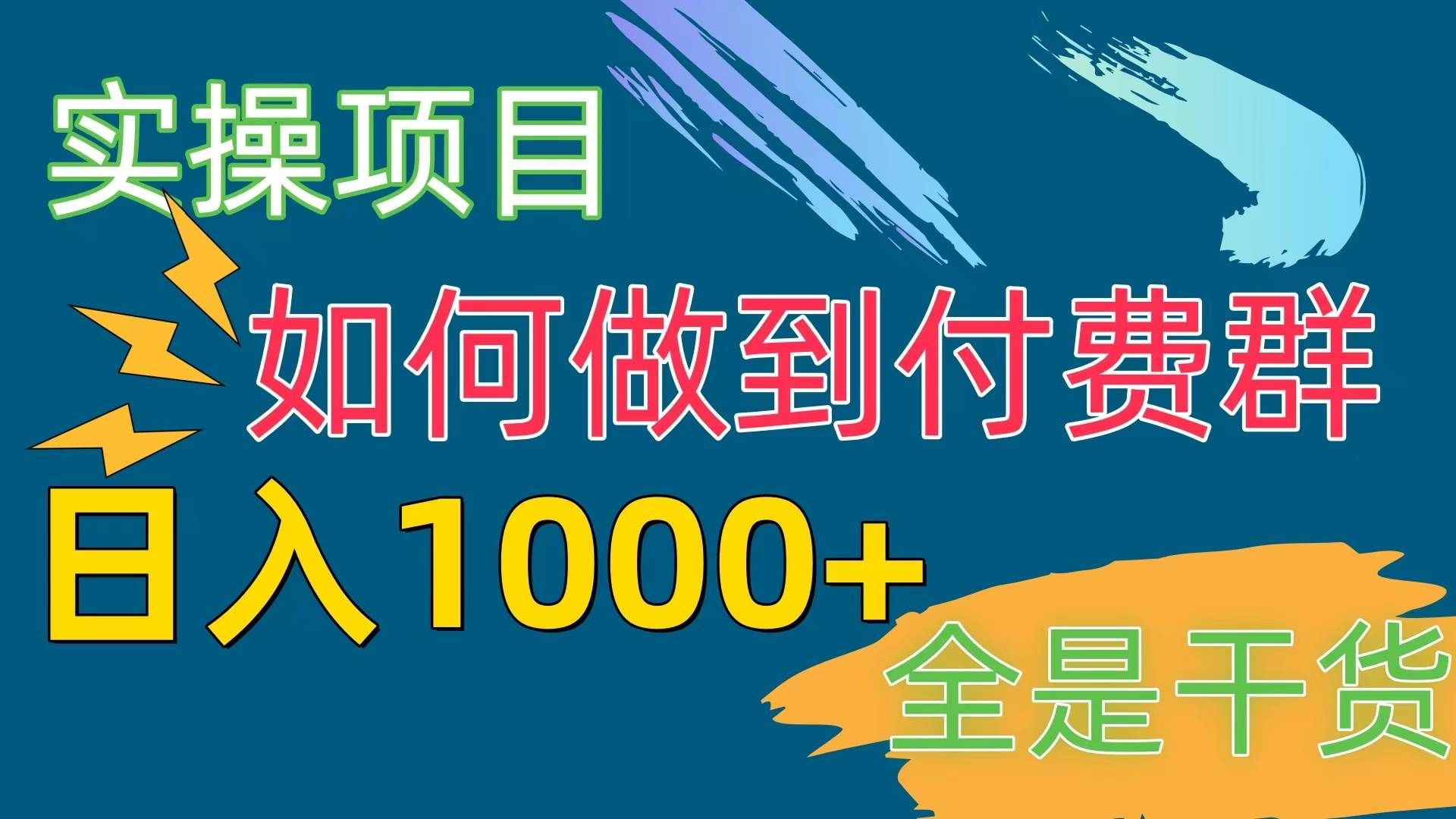 （10303期）[实操项目]付费群赛道，日入1000+网创吧-网创项目资源站-副业项目-创业项目-搞钱项目网创吧