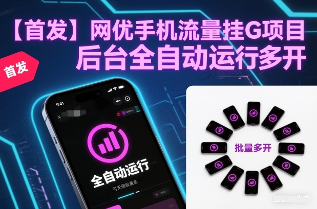 【首发】网优手机流量挂G项目,后台全自动运行,可无限批量多开【揭秘】网创吧-网创项目资源站-副业项目-创业项目-搞钱项目网创吧