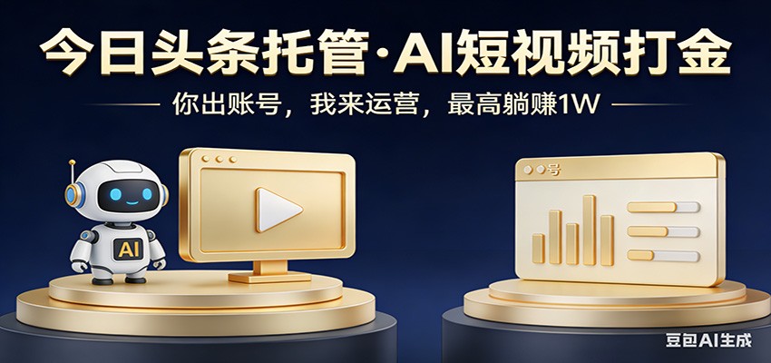 头条号AI托管,我提供作品,你提供账号,每天5分钟发布,小白躺赚3000+网创吧-网创项目资源站-副业项目-创业项目-搞钱项目网创吧