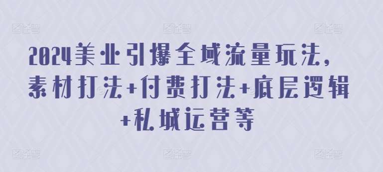 2024美业引爆全域流量玩法,素材打法 付费打法 底层逻辑 私城运营等网创吧-网创项目资源站-副业项目-创业项目-搞钱项目网创吧