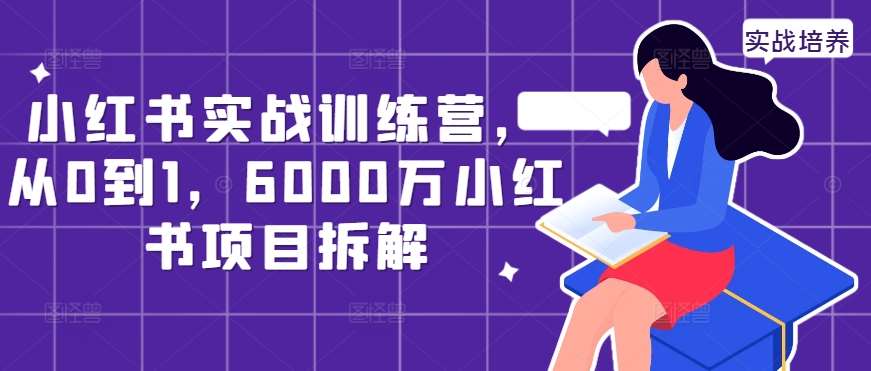 小红书实战训练营,从0到1,6000万小红书项目拆解网创吧-网创项目资源站-副业项目-创业项目-搞钱项目网创吧