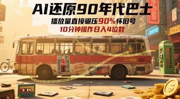 AI还原90年代巴士,一帧就让70后泪崩,播放量直接碾压90%怀旧号,每天操作十分钟,日入四位数网创吧-网创项目资源站-副业项目-创业项目-搞钱项目网创吧