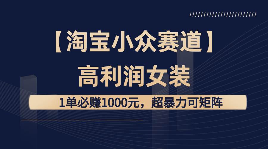 (8608期)【淘宝小众赛道】高利润女装:1单必赚1000元,超暴力可矩阵网创吧-网创项目资源站-副业项目-创业项目-搞钱项目网创吧
