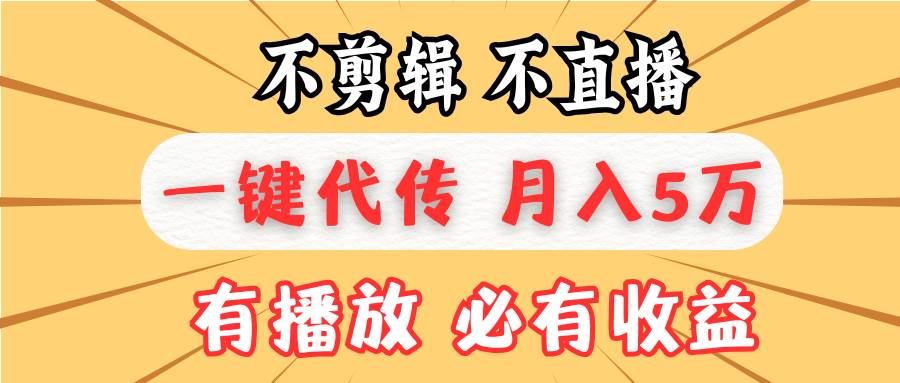 (13555期)不剪辑不直播,一键代发,月入5万懒人必备,我出视频你来发网创吧-网创项目资源站-副业项目-创业项目-搞钱项目网创吧