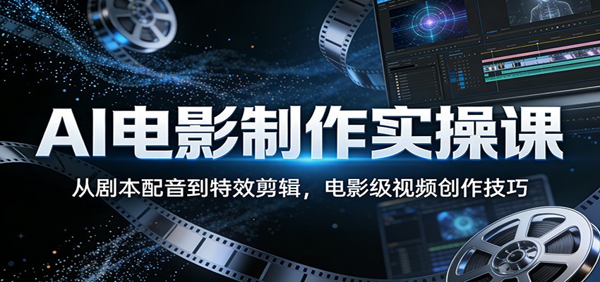 AI电影制作实操课:从剧本配音到特效剪辑,电影级视频创作技巧网创吧-网创项目资源站-副业项目-创业项目-搞钱项目网创吧