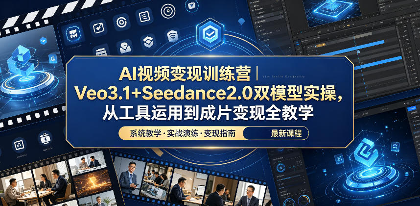 AI视频变现训练营|Veo3.1+Seedance2.0双模型实操,从工具运用到成片变现全教学网创吧-网创项目资源站-副业项目-创业项目-搞钱项目网创吧