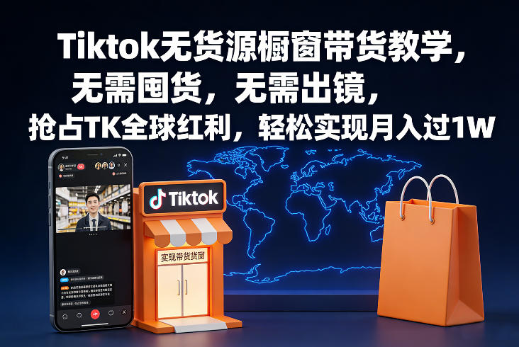 Tiktok无货源橱窗带货教学,无需囤货,无需出镜,抢占TK全球红利,轻松实现月入过1W网创吧-网创项目资源站-副业项目-创业项目-搞钱项目网创吧