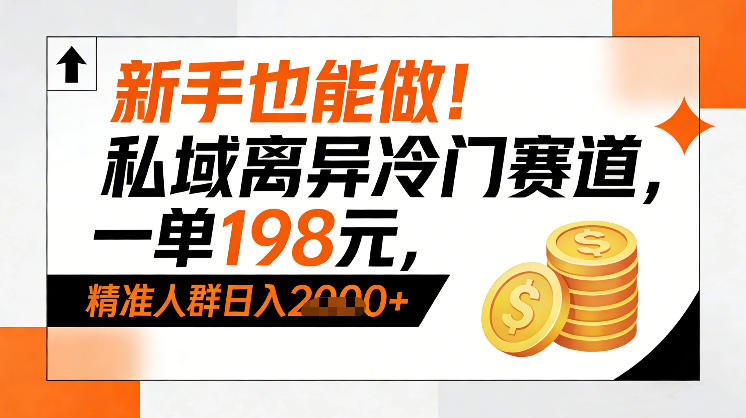新手也能做!私域离异冷门赛道,一单198,精准人群日入1k+网创吧-网创项目资源站-副业项目-创业项目-搞钱项目网创吧