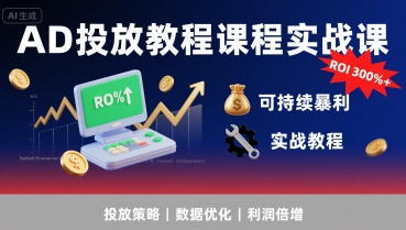 AD投放教程课程实战课,实现广告ROI300%+可持续暴利网创吧-网创项目资源站-副业项目-创业项目-搞钱项目网创吧