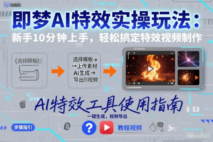 即梦AI特效实操玩法:新手10分钟上手,轻松搞定特效视频制作网创吧-网创项目资源站-副业项目-创业项目-搞钱项目网创吧