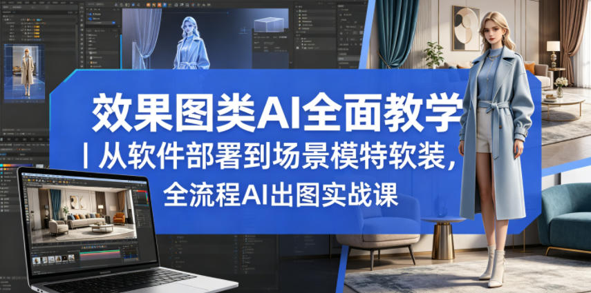 效果图类AI全面教学|从软件部署到场景模特软装,全流程AI出图实战课网创吧-网创项目资源站-副业项目-创业项目-搞钱项目网创吧