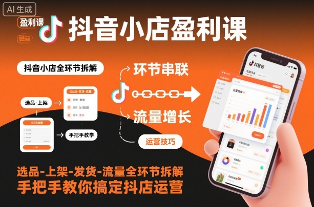 抖音小店盈利课-选品-上架-发货-流量全环节拆解,手把手教你搞定抖店运营网创吧-网创项目资源站-副业项目-创业项目-搞钱项目网创吧