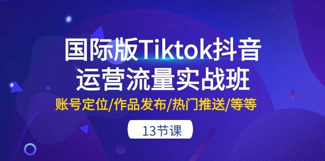 (10712期)国际版Tiktok抖音运营流量实战班:账号定位/作品发布/热门推送/等等-13节网创吧-网创项目资源站-副业项目-创业项目-搞钱项目网创吧